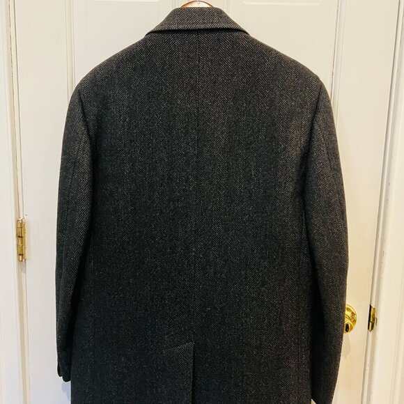 Vintage Hart Schaffner Marx Wallachs Wool Overcoat Herringbone Coat 38 R Medium - Picture 15 of 16